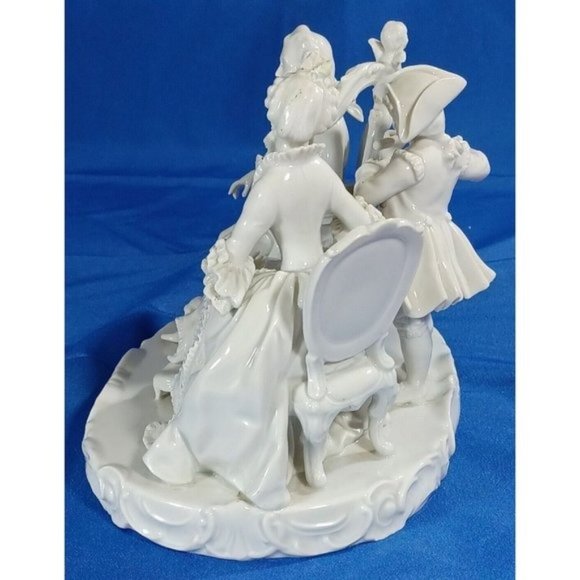 German Blanc De Chine Antique UNTERWEISSBACH Musician Porcelain Sculpture Statue - Picture 8 of 12